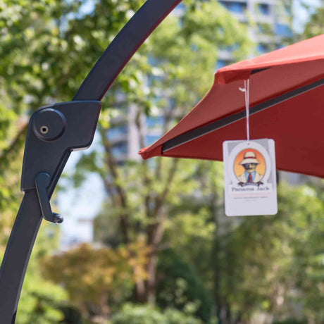 11.5 Ft Cantilever Sunbrella Terracotta 360 Umbrella w/Movable Base Model PJO-6115-TERRA-UM-2PC by Panama Jack