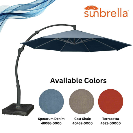 11.5 Ft Cantilever Sunbrella Terracotta 360 Umbrella w/Movable Base Model PJO-6115-TERRA-UM-2PC by Panama Jack