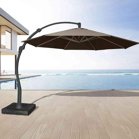 11.5 Ft Cantilever Sunbrella Terracotta 360 Umbrella w/Movable Base Model PJO-6115-TERRA-UM-2PC by Panama Jack