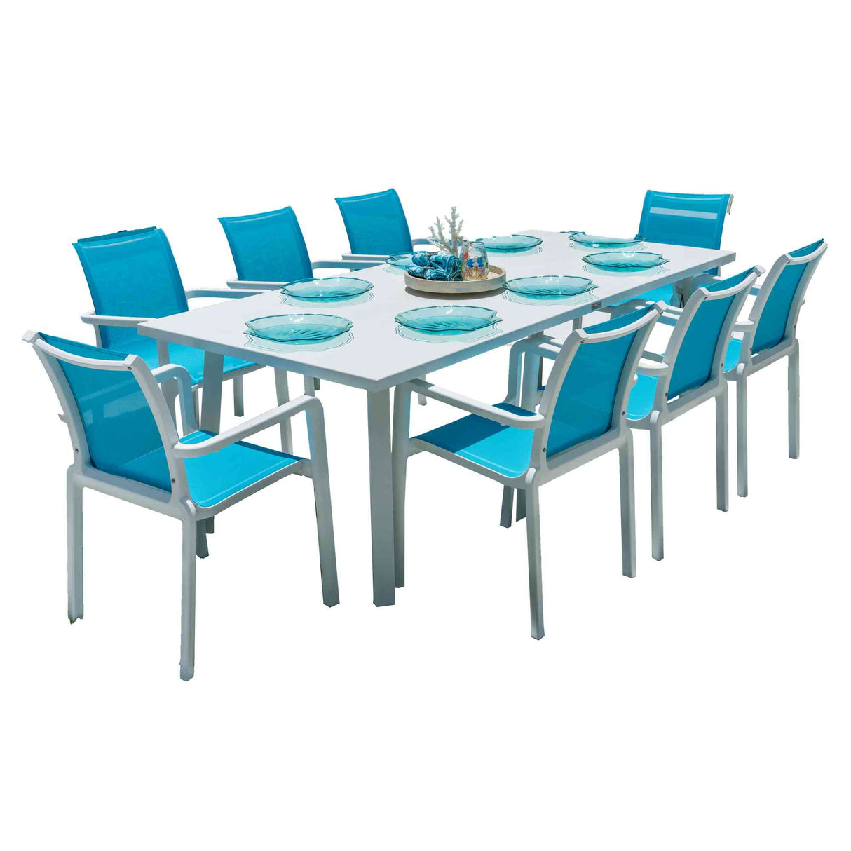 Abaco Outdoor 9-Piece Dining Set Model PJO-4601-WHT-9DA by Panama Jack