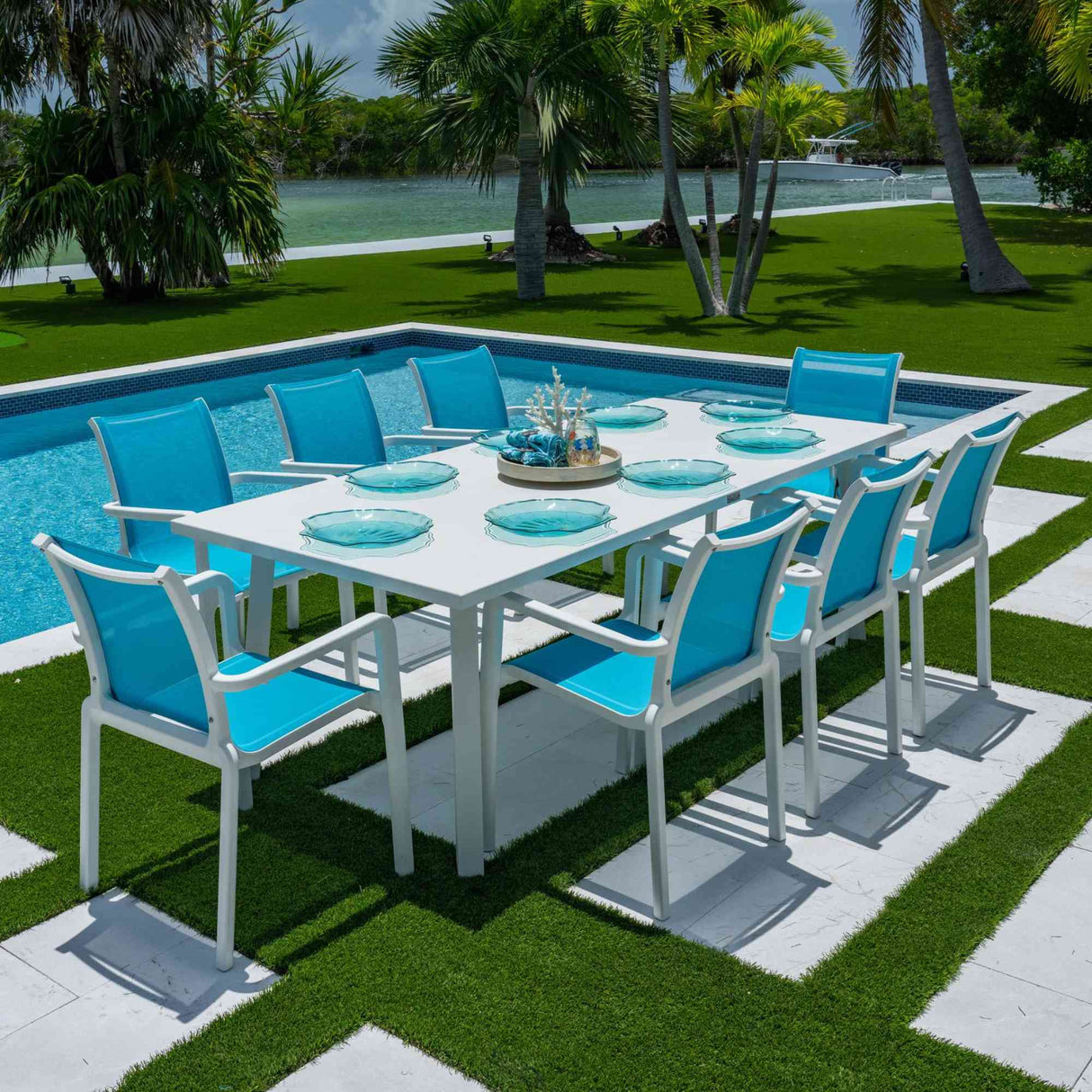 Abaco Outdoor 9-Piece Dining Set Model PJO-4601-WHT-9DA by Panama Jack