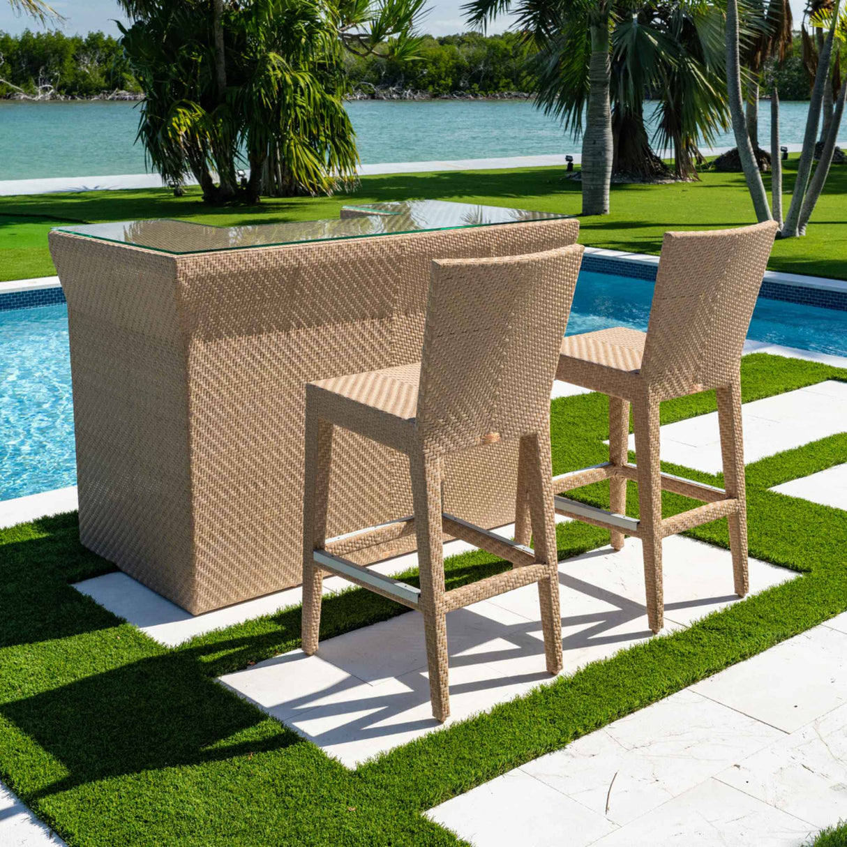 Austin Outdoor 3-Piece Bar Set with Glass Model PJO-3801-NAT-BC-3PC by Panama Jack