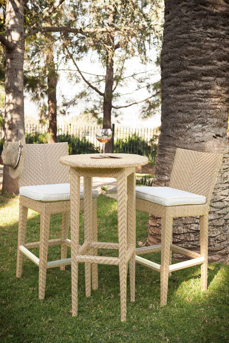 Austin Outdoor 3-Piece Round Pub Table Set with Cushions Model PJO-3801-NAT-3PP-CUSH by Panama Jack