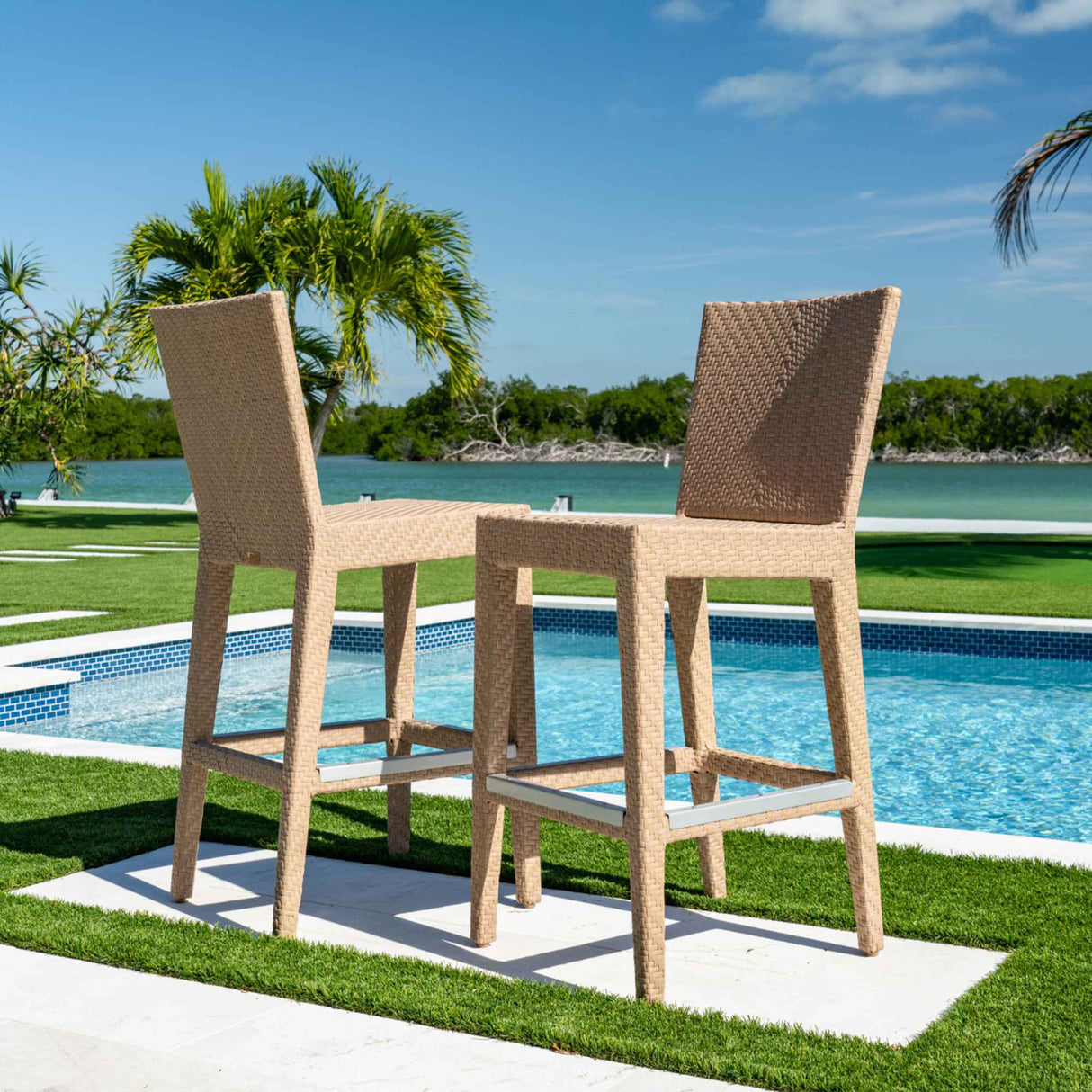 Austin Outdoor 3-Piece Round Pub Table Set with Cushions Model PJO-3801-NAT-3PP-CUSH by Panama Jack