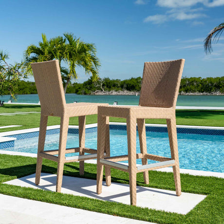 Austin Outdoor 3-Piece Round Pub Table Set with Cushions Model PJO-3801-NAT-3PP-CUSH by Panama Jack