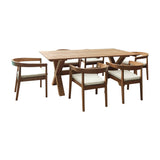 Bali Teak 7-Piece Rectangular Dining Table with Cushions Model PJO-3601-NAT-7DA-CUSH by Panama Jack