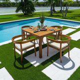 Bali Teak Outdoor 5-Piece Square Dining Table with Cushions Model PJO-3601-NAT-5DA-CUSH by Panama Jack