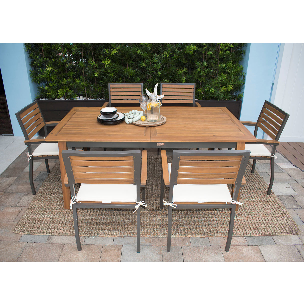 Boca Grande Outdoor 7-Piece Rectangular Dining Set Model PJO-3201-GRY-7DA-CUSH by Panama Jack