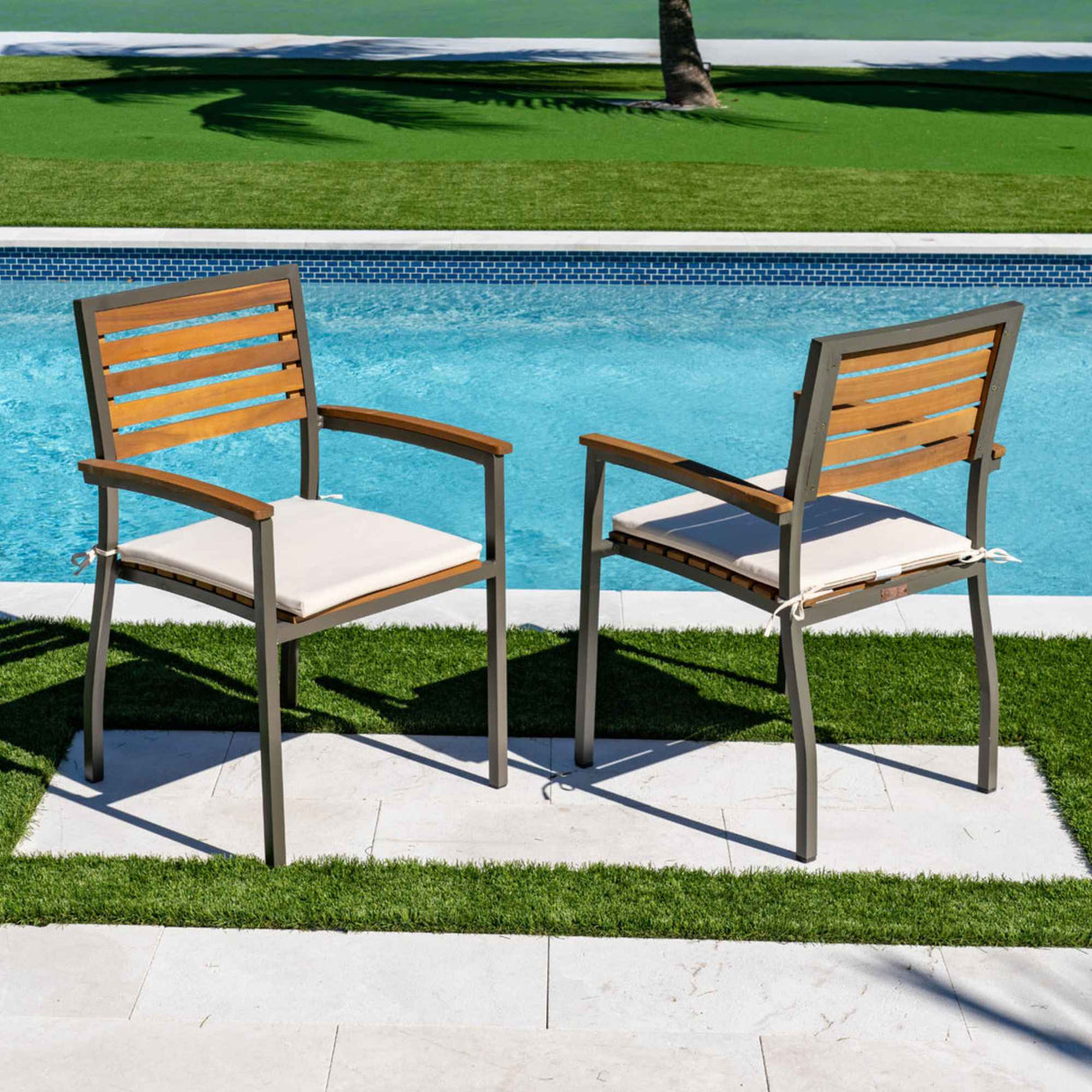 Boca Grande Outdoor Stackable Dining Armchairs (Set of 2) Model PJO-3201-GRY-AC-CUSH-SET2 by Panama Jack