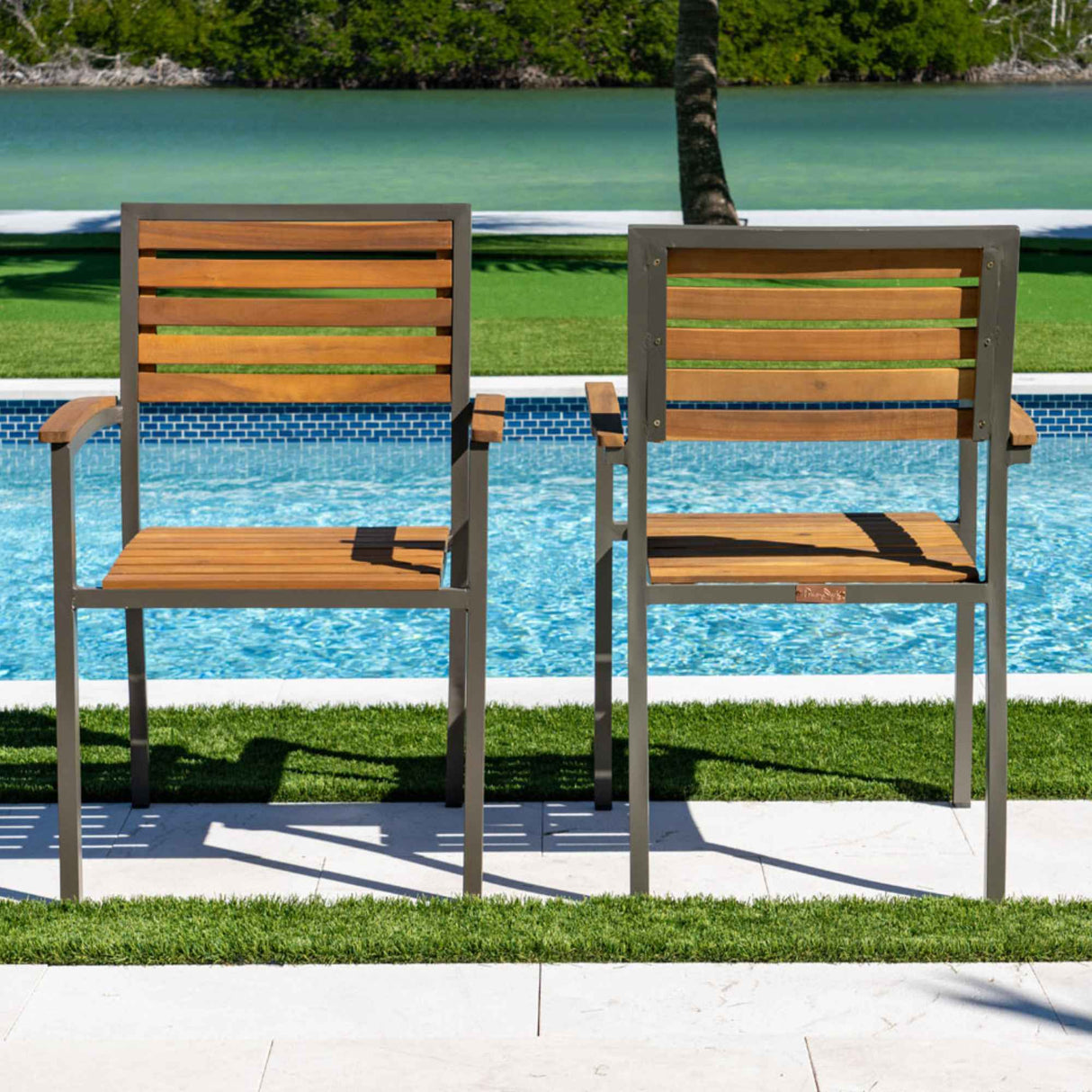Boca Grande Outdoor Stackable Dining Armchairs (Set of 2) Model PJO-3201-GRY-AC-SET2 by Panama Jack