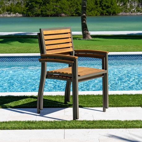 Boca Grande Outdoor Stackable Dining Armchairs (Set of 2) Model PJO-3201-GRY-AC-SET2 by Panama Jack