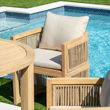Cabo Outdoor 7-Piece Barrel Rectangular Dining Set Model PJO-4401-NAT-7DB by Panama Jack