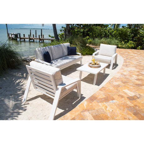 Mykonos Outdoor 4-Piece Seating Set Model PJO-2401-WHT-4PS-GL by Panama Jack