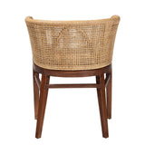 Ratua Modern Bohemian Natural Rattan and Walnut Brown Acacia Wood Dining Chair by Wicker Fair
