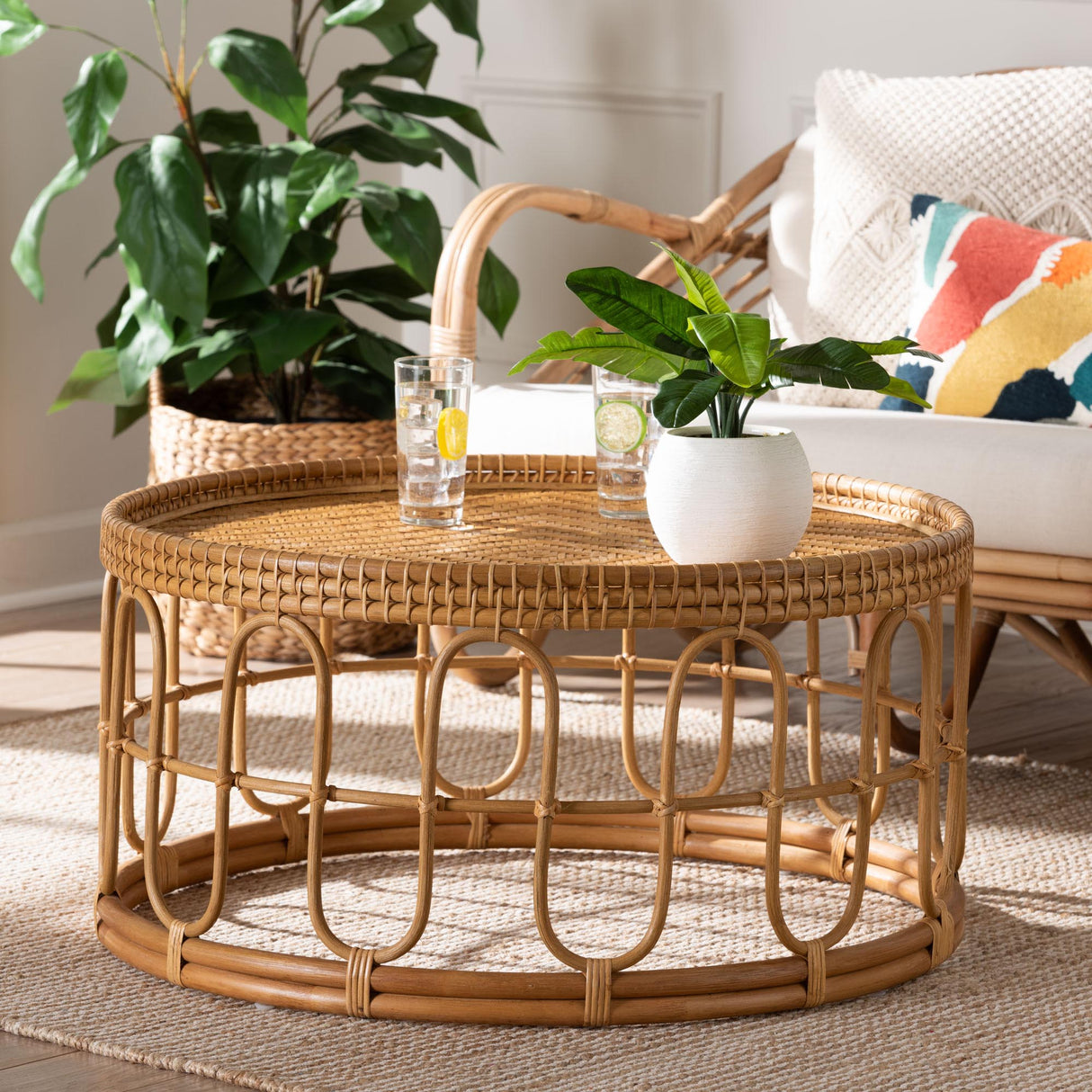 Oxford Bohemian Light Honey Rattan Coffee Table by Wicker Fair