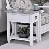 Picket Fence Rustic Distressed Grey White Chairside Table Model B78205-GREY/BLANC By Seawinds Trading