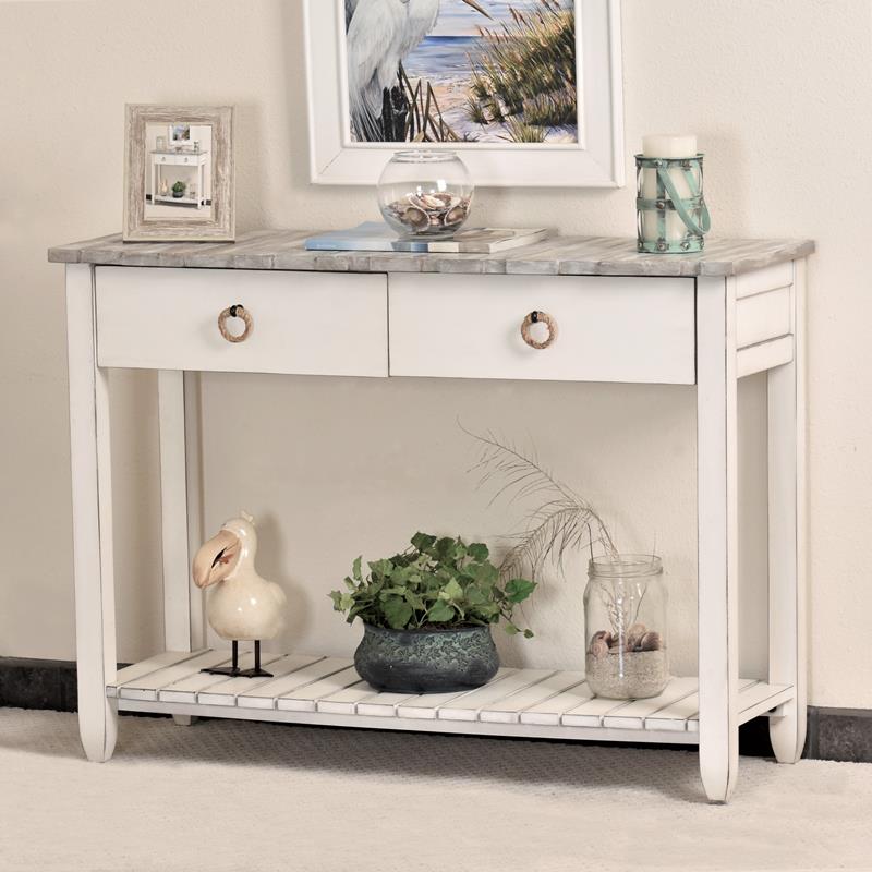 Picket Fence Coastal Distressed Grey 3 Pc Living Room Table Set By Seawinds Trading