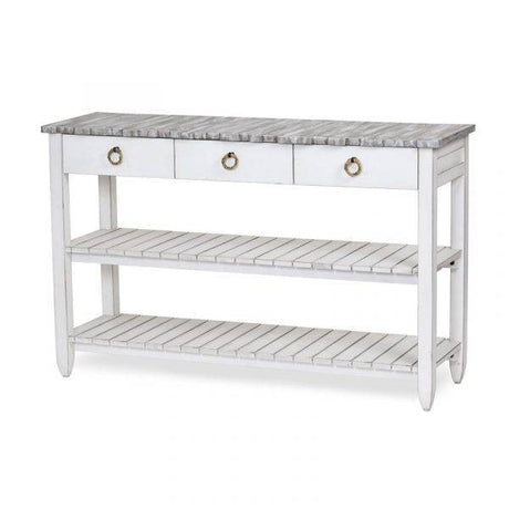 Picket Fence Rustic Distressed Grey White Entertainment Media TV Cabinet Model B78219-GREY/BLANC By Seawinds Trading