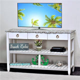Picket Fence Rustic Distressed Grey White Entertainment Media TV Cabinet Model B78219-GREY/BLANC By Seawinds Trading