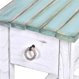 Picket Fence Coastal Distressed Bleu Chairside Table Model B78205-DBLEU/WH By Seawinds Trading