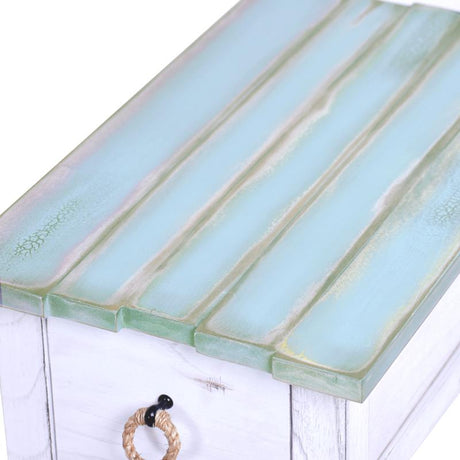 Picket Fence Coastal Distressed Bleu Chairside Table Model B78205-DBLEU/WH By Seawinds Trading