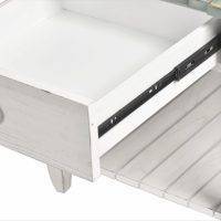 Picket Fence Coastal Distressed Bleu Chairside Table Model B78205-DBLEU/WH By Seawinds Trading