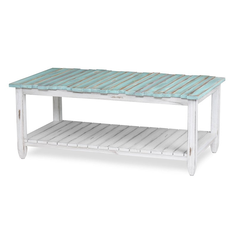 Picket Fence Coastal Distressed Bleu 3 Pc Living Room Table Set By Seawinds Trading