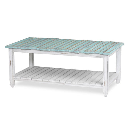 Picket Fence Coastal Distressed Bleu 3 Pc Living Room Table Set By Seawinds Trading