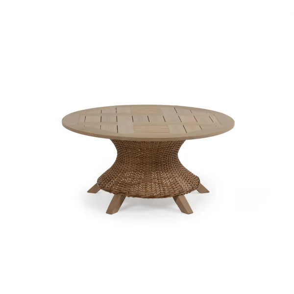 Pine Island Outdoor Wicker 5 Piece 48" Round Dining Set in Nutmeg Model Pine-Island-NTMWTK-5PC-Dining ‚Äì Choice of Cushions Made in the USA