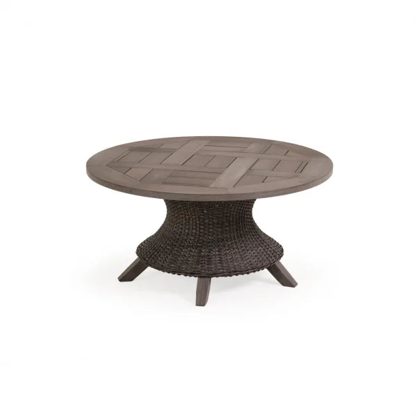 Pine Island Outdoor Wicker 3 Piece 42" Round Dining Set in Peppercorn Model Pine-Island-PPCVWN-3PC-Bistro-Dining ‚Äì Choice of Cushions Made in the USA