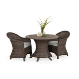 Pine Island Outdoor Wicker 5 Piece 48" Round Dining Set in Nutmeg Model Pine-Island-NTMWTK-5PC-Dining ‚Äì Choice of Cushions Made in the USA