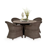 Pine Island Outdoor Wicker 5 Piece 48" Round Dining Set in Peppercorn Model Pine-Island-PPCVWN-5PC-Dining ‚Äì Choice of Cushions Made in the USA