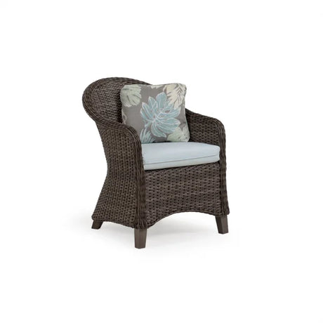 Pine Island Outdoor Wicker 5 Piece 48" Round Dining Set in Peppercorn Model Pine-Island-PPCVWN-5PC-Dining ‚Äì Choice of Cushions Made in the USA