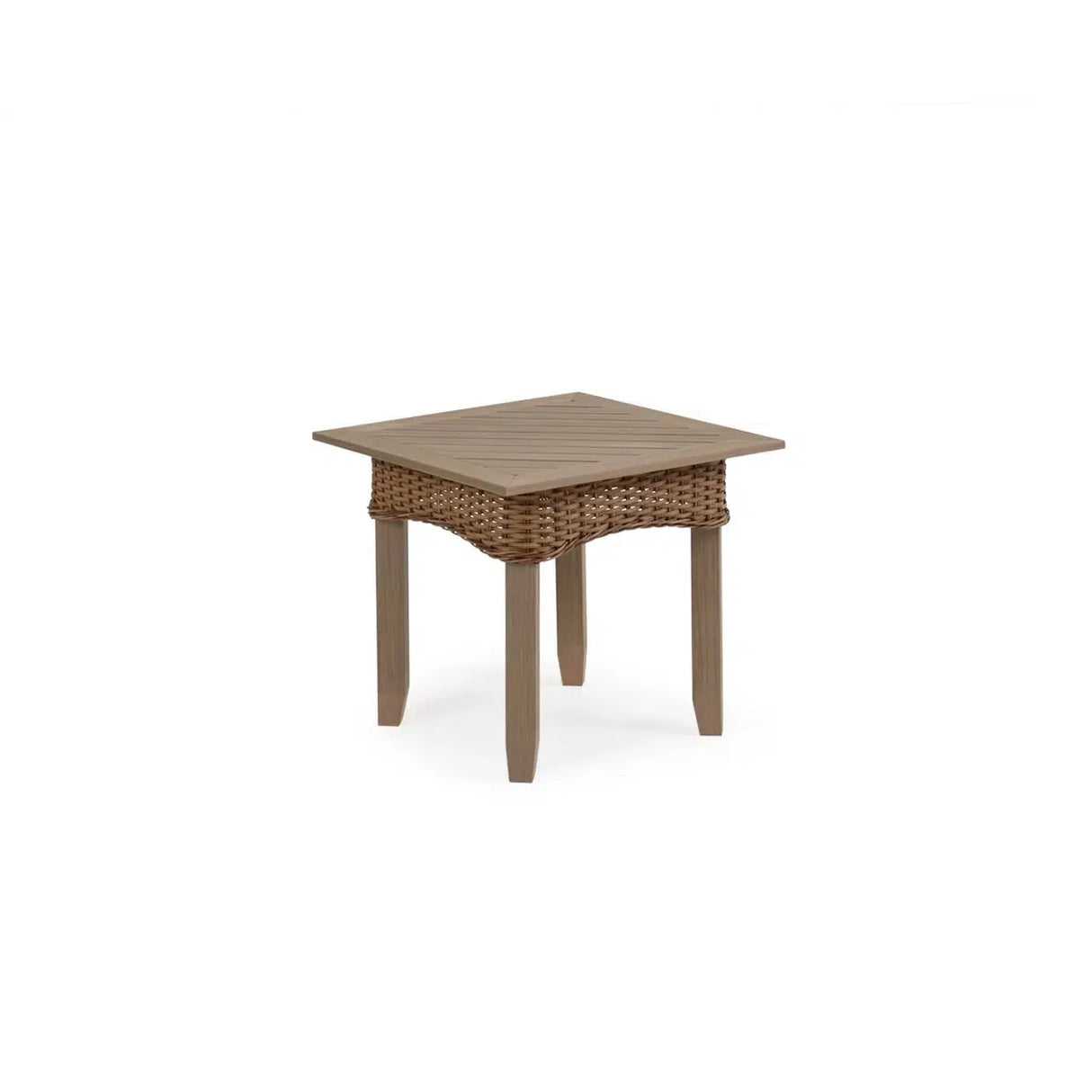 Pine Island Outdoor Wicker End Table in Nutmeg Model 651720NTMWTK