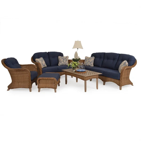 Pine Island Outdoor Wicker Loveseat in Nutmeg Model 651702NTMWTK ‚Äì Choice of Cushions Made in the USA