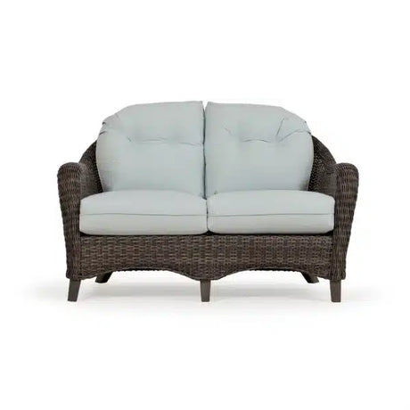 Pine Island Outdoor Wicker Loveseat in Peppercorn Model 651702PPCVWN ‚Äì Choice of Cushions Made in the USA