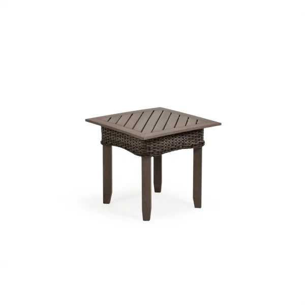 Pine Island Outdoor Wicker End Table in Nutmeg Model 651720NTMWTK