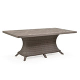Pine Island Outdoor Wicker 42" x 75" Rectangle Dining Table in Peppercorn Model 65174601194072TPPCVWN