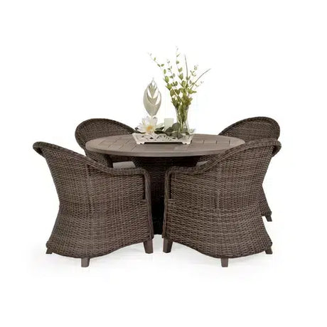 Pine Island Outdoor Wicker 48" Round Dining Table in Peppercorn Model 651750011948TPPCVWN