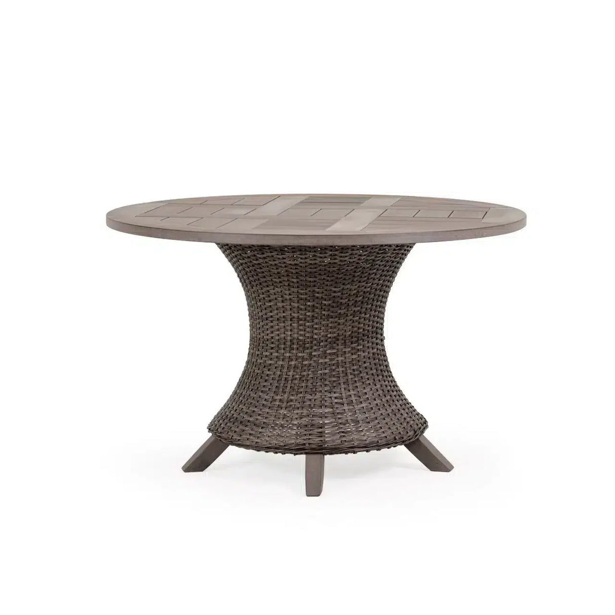Pine Island Outdoor Wicker 48" Round Dining Table in Peppercorn Model 651750011948TPPCVWN