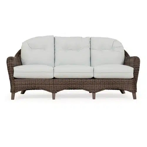 Pine Island Outdoor Wicker Sofa in Peppercorn Model 651703PPCVWN ‚Äì Choice of Cushions Made in the USA