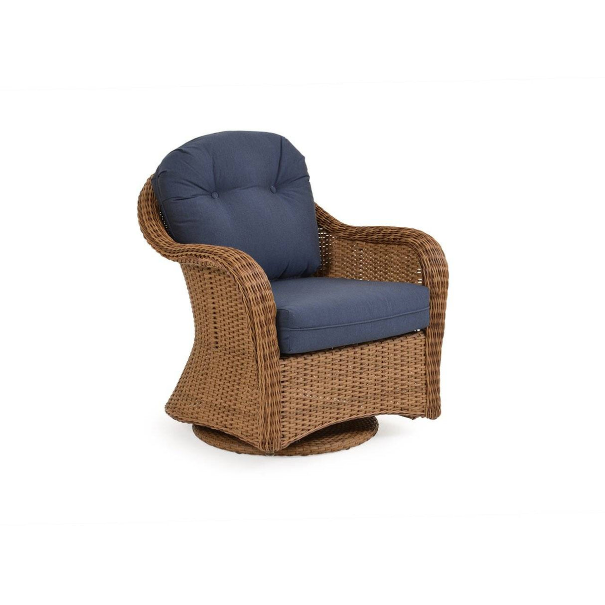 Pine Island Outdoor Wicker Swivel Glider Chair in Nutmeg Model 651707NTMWTK ‚Äì Choice of Cushions Made in the USA
