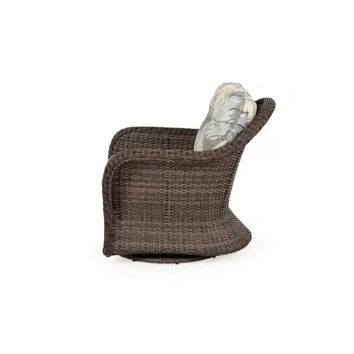 Pine Island Outdoor Wicker Swivel Glider Chair in Peppercorn Model 651707PPCVWN ‚Äì Choice of Cushions Made in the USA