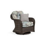 Pine Island Outdoor Wicker Swivel Glider Chair in Peppercorn Model 651707PPCVWN ‚Äì Choice of Cushions Made in the USA