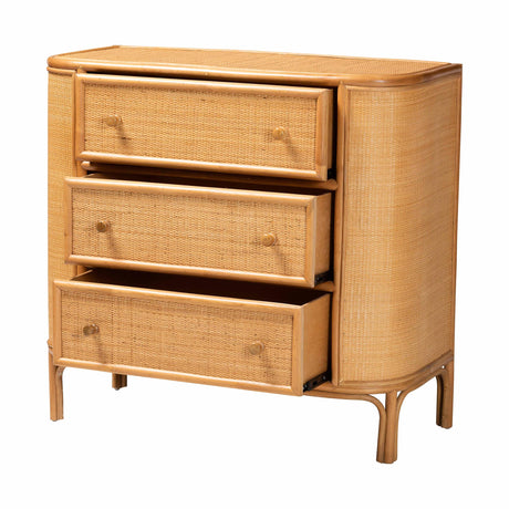 Ladenza Bohemian Light Honey Rattan 3-Drawer Storage Cabinet by Wicker Fair