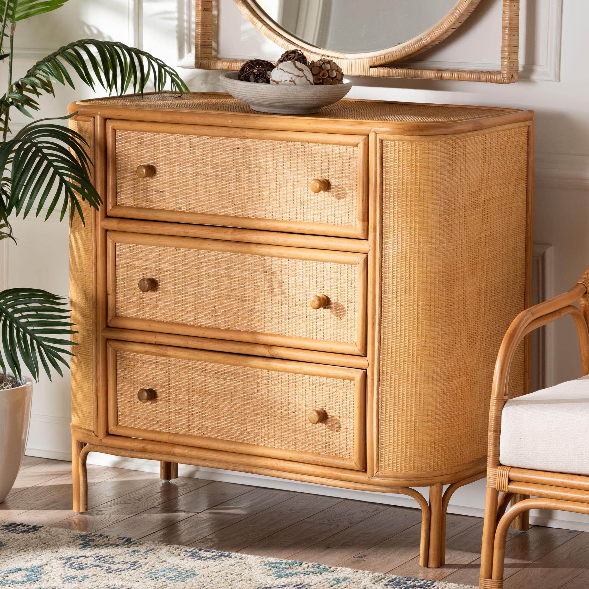 Bali & Pari Radenza Storage Cabinet – Stunning Light Honey Rattan