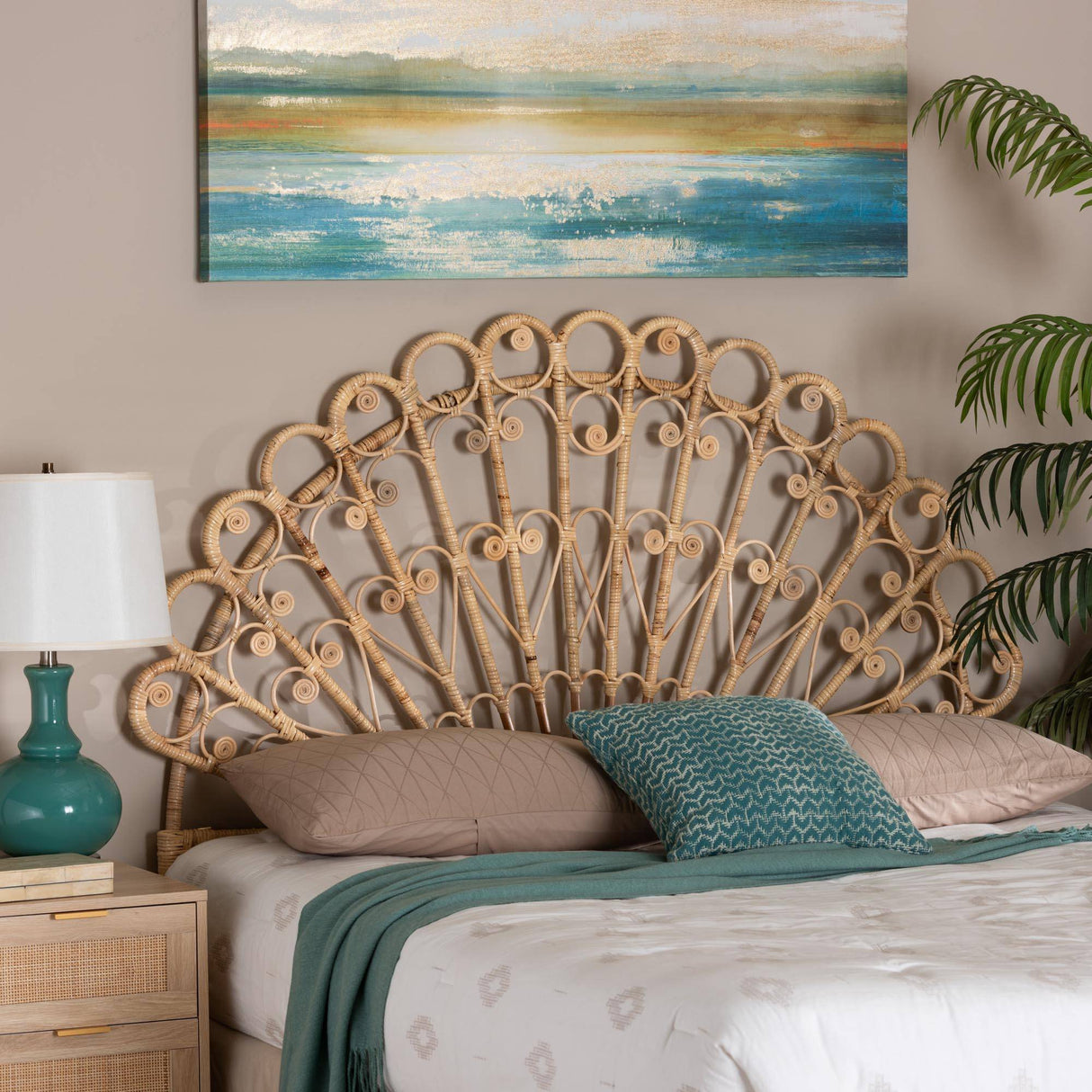 Eurasia Bohemian Natural Rattan Queen Headboard