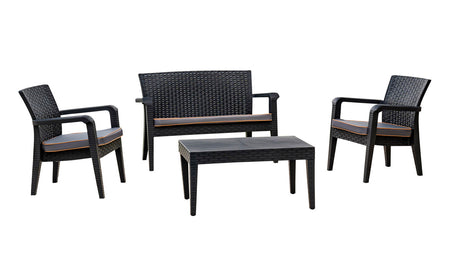 Alaska 4-Piece Outdoor Seating Set with Cushions – Anthracite Model RBO-ALASKA-ANT-4PC-CUSH by Rainbow Outdoor