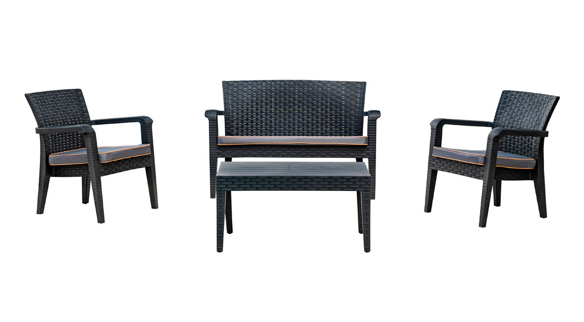 Alaska 4-Piece Outdoor Seating Set with Cushions – Anthracite Model RBO-ALASKA-ANT-4PC-CUSH by Rainbow Outdoor
