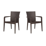 Alberta Set of 2 Stackable Armchairs – Brown Model RBO-ALBERTA-BRW-AC-SET2 by Rainbow Outdoor